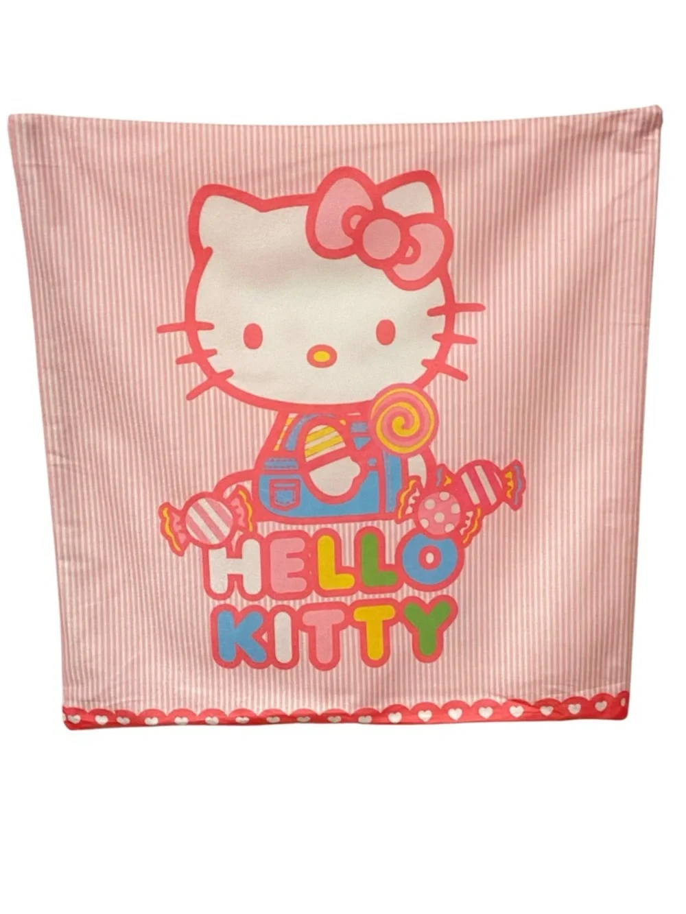 Hello Kitty Pink Stripe Pillow Cover Only Approx. 17x17 Cute Kawaii Decor